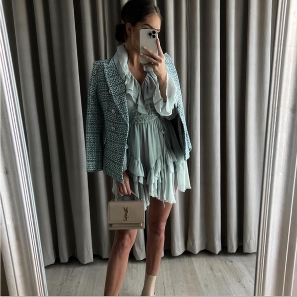 Zara textured tweed double breasted blazer size S - Picture 7 of 14